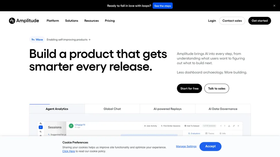 Amplitude website homepage
