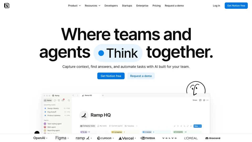 Notion website homepage